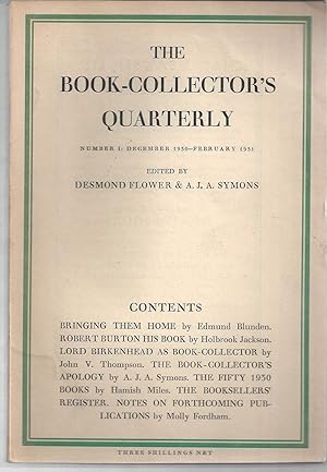 Seller image for The Book-Collector's Quarterly; Number 1 December 1930 - February, 1931 for sale by Brenner's Collectable Books ABAA, IOBA