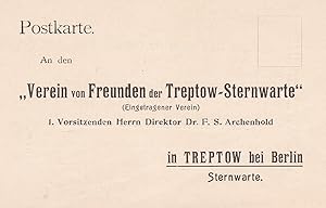 Satzung des Vereins von Freunden der Treptow-Sternwarte. (Original-Vereinsschrift). Vereinsvorsit...