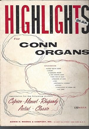 Imagen del vendedor de Highlights for Conn Organs Edwin H. Morris a la venta por Vada's Book Store