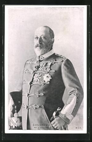 Postcard Edouard VII., Roi d'Angleterre in Uniform mit Abzeichen und Orden