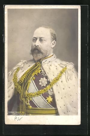 Postcard König Edward VII. von England im Ornat