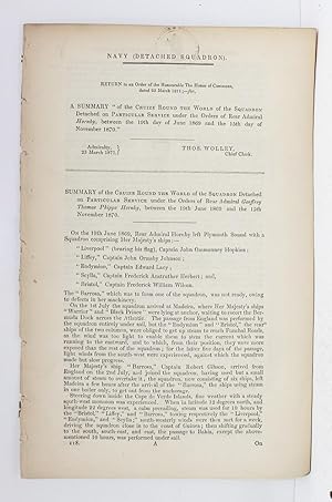 Imagen del vendedor de A Summary of the Cruize Round the World of the Squadron Detached on Particular Service under the Orders of Rear Admiral Geoffrey Thomas Phipps Hornby between the 19th June 1869 and the 15th November 1870 a la venta por Lasting Words Ltd