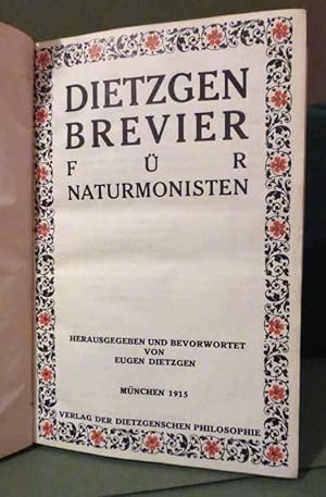 Bild des Verkufers fr Brevier fr Naturmonisten. Hg. mit Vorw. Von E.Dietzgen. zum Verkauf von Fontane-Antiquariat Dr. H. Scheffers