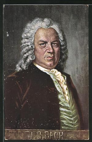 Ansichtskarte Portrait J. S. Bach, mit Perücke, Barockstil