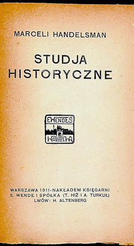 Imagen del vendedor de Studja historyczne a la venta por Librairie Lettres Slaves - Francis