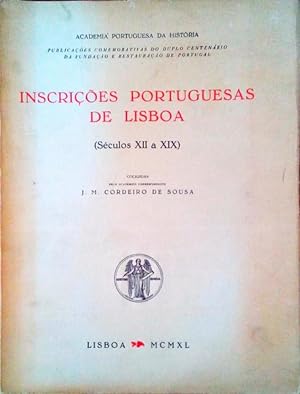 INSCRIÇÕES PORTUGUESAS DE LISBOA. (Séculos XII a XIX)