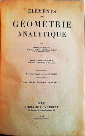 Image du vendeur pour LMENTS DE GOMETRIE ANALYTIQUE. mis en vente par Livraria Castro e Silva