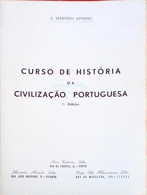 Seller image for CURSO DE HISTRIA DA CIVILIZAO PORTUGUESA. [7. EDIO] for sale by Livraria Castro e Silva