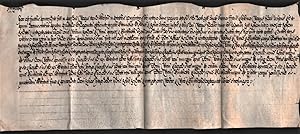 Latin Indenture of final concord regarding farm in Sutton Hoo, Suffolk.