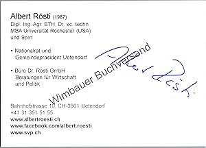 Bild des Verkufers fr Original Autogramm Albert Rsti Parteiprsident Nationalrat SVP /// Autogramm Autograph signiert signed signee zum Verkauf von Antiquariat im Kaiserviertel | Wimbauer Buchversand