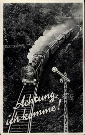 Bild des Verkufers fr Ansichtskarte / Postkarte Deutsche Eisenbahn am Vorbeifahren, Signal, Vogelschau zum Verkauf von akpool GmbH