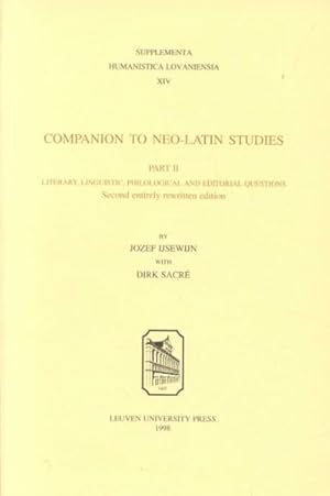 Imagen del vendedor de Companion to Neo-Latin Studies a la venta por GreatBookPricesUK