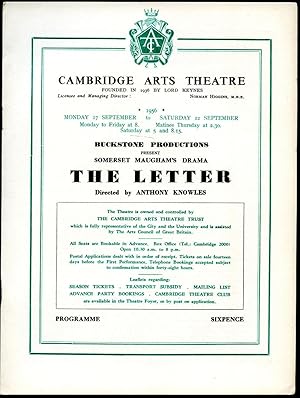 Immagine del venditore per The Letter | Original Souvenir Theatre Programme Performed at Cambridge Arts Theatre, 6 St. Edward's Passage, Cambridge | 17 To 22 September, 1956. venduto da Little Stour Books PBFA Member