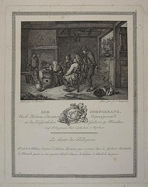 Seller image for Der Dorfgesang - Le chant des Villageois. Kupferstich von J. A. Stenglmair nach Adrian Brouwer, Mnchen um 1750, 22,5 x 17, 5 cm (Platte). for sale by Antiquariat Johannes Mller