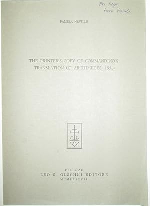 The Printer's Copy of Commandino's Translation of Archimedes, 1558