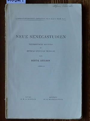 Image du vendeur pour Neue Senecastudien. Textkritische Beitrge zu Senecas Epistulae morales. mis en vente par Michael Fehlauer - Antiquariat