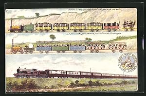 Postcard Englische Eisenbahnen von 1837 und Anglo-Amerikanischer Expresszug von 1904