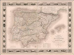 Carte Administrative, Physique et Routiere de l' Espagne et du Portugal (Mapa de Postas)