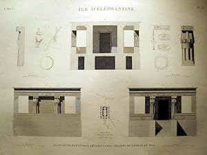 ÎLE D'ÉLÉPHANTINE. A.Vol.I-Pl.35 - Plan, Coupe, Élévations, Détails et Bas-Reliefs du Temple du Sud