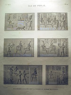 Île de Philae. A.Vol.I-Pl.22 - Bas-Reliefs Sculptés sous la Galerie du Temple de l'Ouest