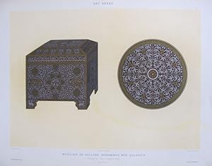 Image du vendeur pour Art Arabe - Mobilier de Soultan Mohammed Ben Qalaon : coffret et plat Damasquins mis en vente par Frame