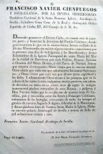 Francisco Xavier Cienfuegos y Jove-llanos, por la divina Misericordia Presbitero Cardenal de la S...