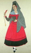 Mujer de Sevilla (Con mantilla de encaje y abanico rojo)