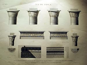 Ile De Philae A.Vol.I- Pl.7-chapiteaux et corniche de portique du grand tremple.