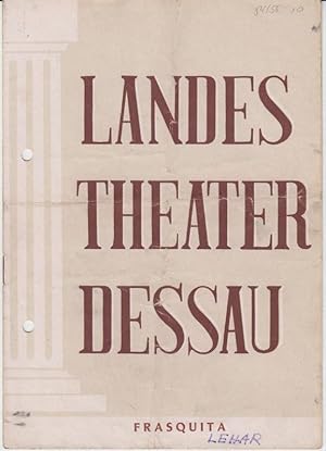 Image du vendeur pour Landestheater Dessau. Heft 10 der Spielzeit 1954 / 1955. - Mit Besetzungsliste zu: Frasquita ( Operette von M. Willner und H. Reichert, Musik: Franz Lehar ). - Inszenierung: Alfred Tichy. - Bhnenbild: Gnter Kretzschmar. - Darsteller: Alfred Tichy, Margot Petermann, Kurt Rudolf Wernder, Joachim Sperhake, Christa Gelien / Liselotte Lenz, Helmut Straburger u. a. - Weiterer Inhalt u. a. : Franz Lehar - Die Operette lebt / ber den Komponisten. mis en vente par Antiquariat Carl Wegner