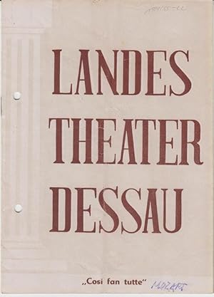 Bild des Verkufers fr Landestheater Dessau. Heft 22 der Spielzeit 1954 / 1955. - Mit Besetzungsliste zu: Cosi fan tutte ( Komische Oper, Musik von Mozart ). - Inszenierung: Willy Bodenstein. - Bhnenbild und Kostme: Gnther Kretzschmar. - Darsteller: Anita Allwardt, Erna Bellmann, Otto Rousche, Robert Lauhfer, Ina Fabaender, Hans Steudel. - Weiterer Inhalt: ber Mozart / Stefan Zweig ber das Stck. zum Verkauf von Antiquariat Carl Wegner