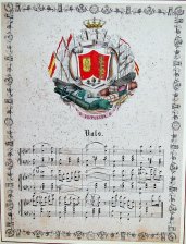 Escudo de Guipuzcoa y partitura musical de un vals