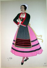 Mujer de Madrid (con falda rosa y tocado blanco)