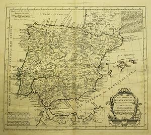 Mapa General de España Antigua dividido en tres partes, Bética, Lusitania y Tarraconense