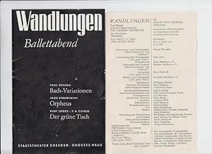 Staatstheater Dresden. Spielzeit 1979 / 1980. - Wandlungen. Ballettabend. - Paul Dessau: Bach - V...