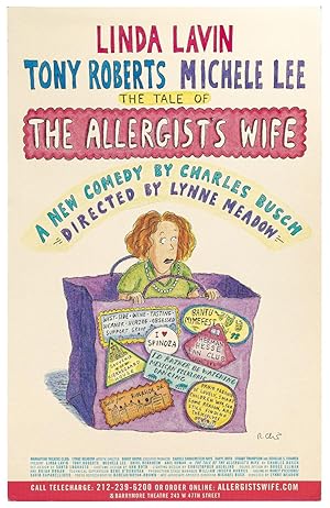 Bild des Verkufers fr (Theatrical Poster): The Tale of the Allergist's Wife. A New Comedy by Charles Busch. Directed by Lynne Meadow zum Verkauf von Between the Covers-Rare Books, Inc. ABAA