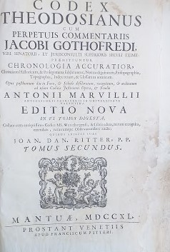 Imagen del vendedor de Codex Theodosianus cum perpetuis commentariis Jacobi Gothfredi. Tomus II a la venta por librisaggi