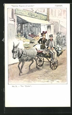 Seller image for Knstler-Ansichtskarte Familiar Figures of London, The Coster, Eselkutsche for sale by Bartko-Reher