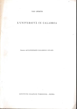L'Università di Calabria. Estratto dall'ALMANACCO CALABRESE 1970-1971
