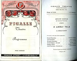 Bild des Verkufers fr A Likely Tale | Original Souvenir Theatre Programme Performed at Pigalle Theatre, Fraser Street, Liverpool zum Verkauf von Little Stour Books PBFA Member