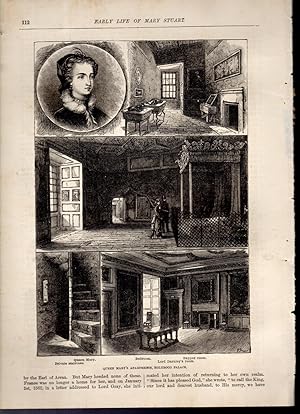 Seller image for ENGRAVING: "Queen Mary's Apartments, Holyood Palace".engraving from Leslie's Monthly Magazine, July, 1885 for sale by Dorley House Books, Inc.
