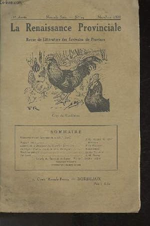 Image du vendeur pour La Rennaissance Provinciale, Revue de Littrature des crivains de Province- n19 Mai-Juin 1932-Sommaire: Rsultats du 10e concours de la S.E.P. (1931) par A.-M. Gossez et Ren- Rapports des concours par Rougerie- Lettre  M. le Directeur des Nouvelles Li mis en vente par Le-Livre