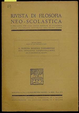 Bild des Verkufers fr Il problema esegetico fondamentale del pensiero campanelliano nel III centenario del filosofo zum Verkauf von Sergio Trippini
