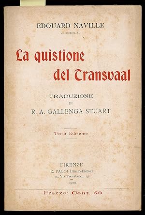 Bild des Verkufers fr La quistione del Transvaal traduzione di R.A. Gallenga Stuart zum Verkauf von Sergio Trippini