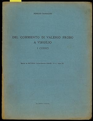 Bild des Verkufers fr Del commento di Valerio Probo a Virgilio. I Codici zum Verkauf von Sergio Trippini