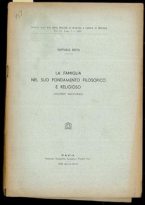 Imagen del vendedor de La famiglia nel suo fondamento filosofico e religioso a la venta por Sergio Trippini