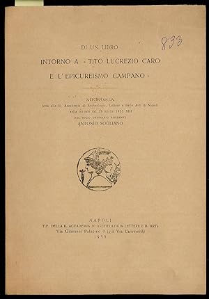 Bild des Verkufers fr Di un libro intorno a Tito Lucrezio Caro e l'epicureismo campano zum Verkauf von Sergio Trippini