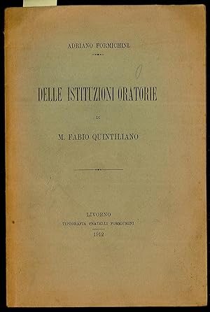 Bild des Verkufers fr Delle istituzioni oratorie zum Verkauf von Sergio Trippini