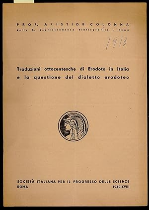 Imagen del vendedor de Traduzioni ottocentesche di Erodoto in Italia e la questione del dialetto erodoteo a la venta por Sergio Trippini