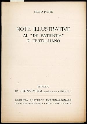 Immagine del venditore per Note illustrative al "De Patientia" di Tertulliano venduto da Sergio Trippini
