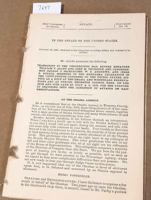 Bild des Verkufers fr Inquiring into Condition of Affairs on the Omaha and Winnebago Reservations at Pender Nebraska July, 1895 Senate Report Document 79 zum Verkauf von Carydale Books